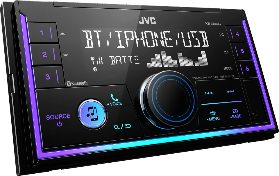 Receptor audio digital cu Bluetooth, format 2DIN, JVC KWX850BT